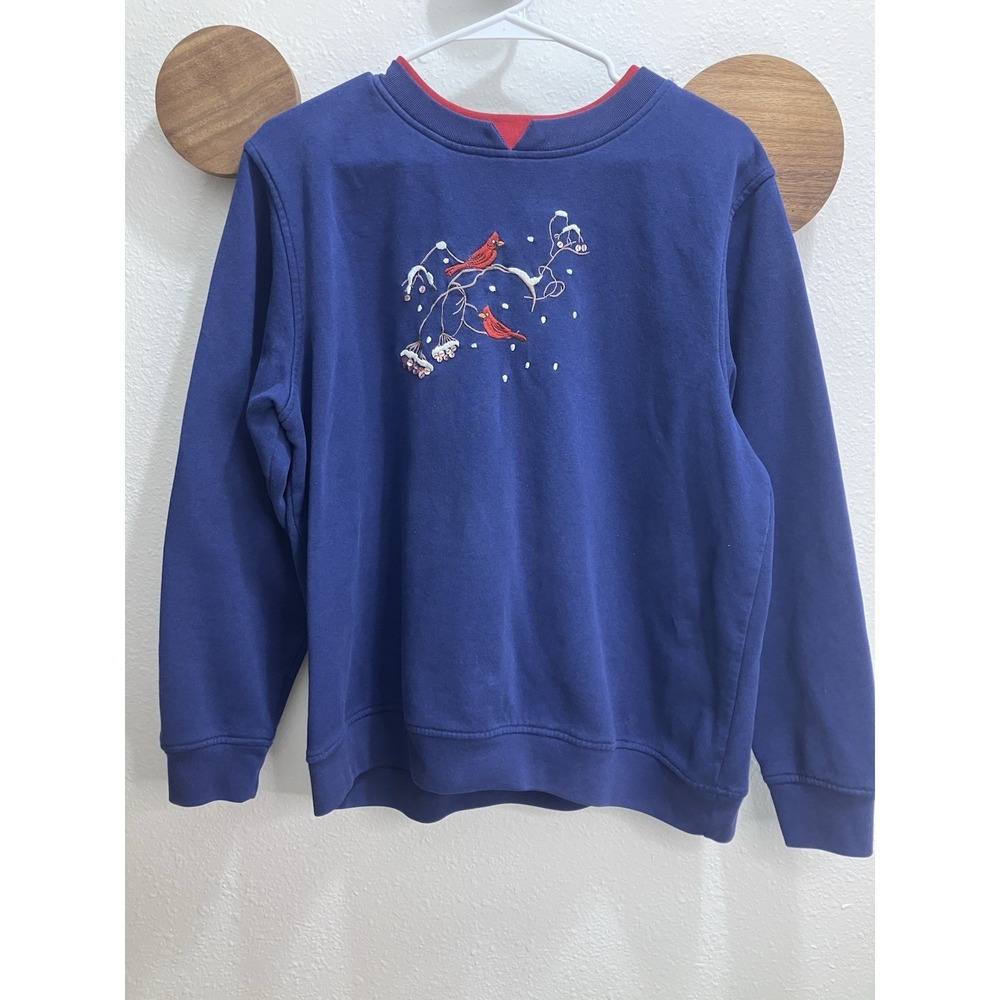 VTG Shenanigans Women's Large Crewneck Cardinal Embroidered Red Bird Grandmacore